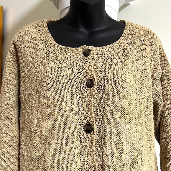 John Molloy Ireland Donegal Knit Linen and Cotton Cardigan Size Large Lagenlook - Picture 6 of 9